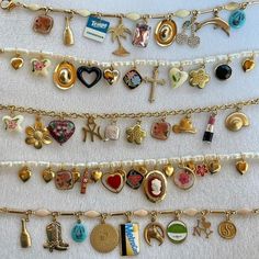 Cool Vintage Jewelry, Colorful Gold Jewelry, Slauson Mall Jewelry, Victoria Paris Jewelry, Charm Necklace Diy, Diy Charm Bracelet, Italian Jewelry, Dope Jewelry, Jewelry Lookbook