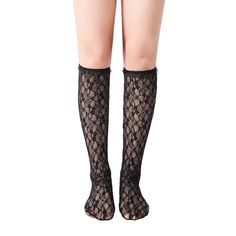 Upgrade your fashion game with the Vivienne Floral Lace Ruffle Edge Knee-High Sock in black. The delicate floral lace pattern and elastic ruffle band not only offer a feminine touch, but also ensure a secure and reliable fit. Made with a strong blend of nylon and spandex, these socks seamlessly blend style and comfort. *Due to their delicate nature, wear and handle with care to avoid rips and runs. Contents + Care Breathable Material: 70% nylon, 30% spandex Black colorway Pattern: floral Importe Black Lace Socks, Womens Knee High Socks, Floral Lace Pattern, Fashion School, The Vivienne, Lace Socks, Lace Ruffle, Lace Pattern, Pattern Floral