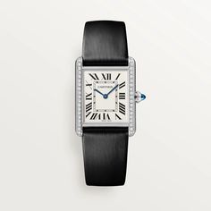 Tank Must watch Cartier Tank Watch Woman Stainless Steel, Designer Black Diamond Watch, Designer Diamond Cartier Watch, Black Formal Watches With Diamond Accents, Black Watches With Diamond Accents For Formal Occasions, Formal Black Watches With Diamond Accents, Formal Black Diamond Watch With Diamond Accents, Formal Black Diamond Accented Watch, Formal Black Diamond Watch