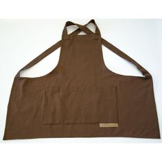 the apron is brown and has two pockets