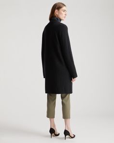 Part sweater, part coat, 100% cozy. This is the piece you’ll turn to every time there’s a chill in the air. Designed with a relaxed fit, our Superfine Merino Wool Sweater Coat is easy to layer over jeans or with one of our tencel dresses for a casual, laidback look. It’s so soft and comfy you might never take it off.  | Quince | Women's Superfine Merino Wool Sweater Coat in Black, Size XS Summer In San Francisco, Tencel Dress, Heather Brown, Navy And Brown, Sweater Coat, Blue White And Black, Merino Wool Sweater, Sweater Coats, Wool Sweater