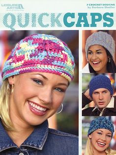 the front cover of a knitting pattern for quick caps