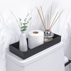 PRICES MAY VARY. 100% Solid Bamboo 【Black Modern Bathroom Decor】 Add a toilet tank tray to complete the modern bathroom decoration to make it look more presentable and perfect. Choosing to use a rectangular bamboo organizer box and place it over the toilet tank. Then you can use it to display tissue so that it will be easier to access,or display cotton, candles, house plants and others so that it will look more attractive 【Bathroom Counter & Wall/Drawer Organizer】 Guest towel,countertop canister Decor Dresser Top, Toilet Tank Tray, Bathroom Tray Decor, Simple Toilet, Modern Black Bathroom, Black Bathroom Decor, Bathroom Vanity Tray, Bathroom Counter Decor, Restroom Decor