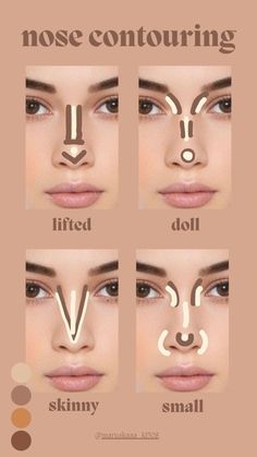 Concealer For Heart Shaped Face, Perfect Nose Makeup, Contouring Bump On Nose, Nose Make Up Smaller, Makeup Nose Smaller, Makeup For Pear Shaped Face, Contour For Pointy Nose, Contour For Rectangle Face, Contour For Triangle Face