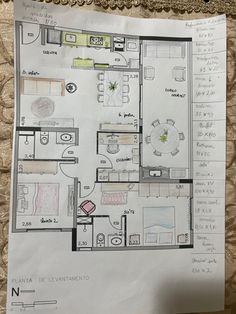 a drawing of a floor plan for a house in the middle of an apartment complex