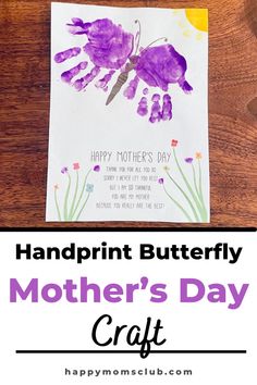 handprint butterfly mother's day craft for kids