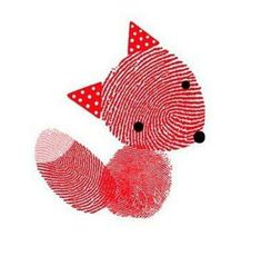 a fingerprint with a red and white polka dot hat on it's head