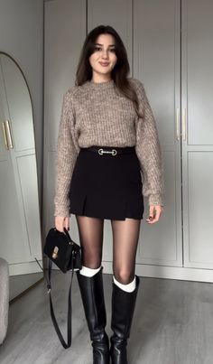 Fall Outfit Old Money, Autumn Shorts, Shorts And High Boots, Fall Outfits 2024 Burgundy, Old Money Outfits Women Winter Elegant, Black Skirt Summer, Blue Tweed Skirt Outfit, Europe Outfits