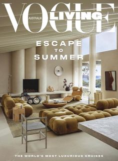 a living room filled with furniture on top of a magazine cover