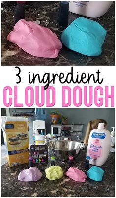 three ingredients for the 3 ingredient cloud dough