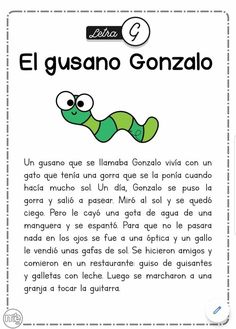 a book with an image of a green worm on the front and back cover, in spanish