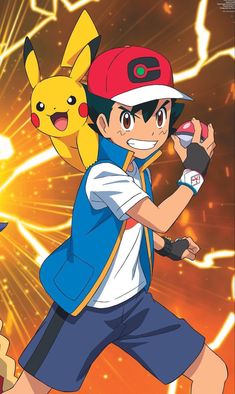 the pikachu character is running with his arm in the air and holding a baseball bat