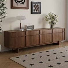 a living room scene with focus on the sideboard