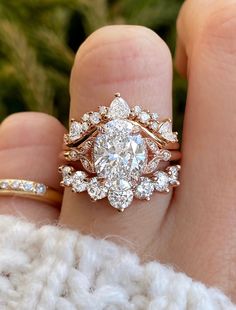 caption:2.25ct oval diamond in rose gold Engagement Ring Stack, Future Engagement Rings, Oval Diamond Ring, Oval Diamond Engagement, Oval Diamond Engagement Ring, Diamond Engagement Ring Set, Dream Engagement Rings, Yellow Gold Setting, Oval Cut Diamond