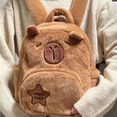 Kawaii Plush School Backpack, Capybara Plush, Plush Backpack, Cute Stuffed Animals, Hamsters, Cute Plush, Really Cute Outfits, Things To Buy