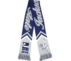 a blue and white scarf with the los angeles dodgers logo on it's side