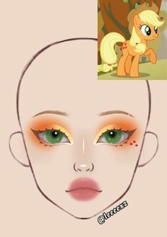 Makeup Looks Characters, Applejack Makeup, Anime Eye Makeup Kawaii, Anime Makeup Kawaii, Applejack Cosplay, Sanrio Inspired Makeup, Cute Cosplay Makeup Anime