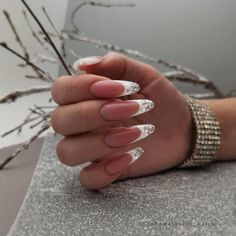 Almond Acrylic Nails Designs, Square Form, Golden Nails, Gel Nails Diy, French Acrylic Nails, Exotic Nails, Bride Nails