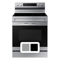 a silver stove with two burners and one oven door is shown in front of a white background