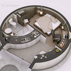 an aerial view of a bedroom and living room in a small space with the word intrest on it