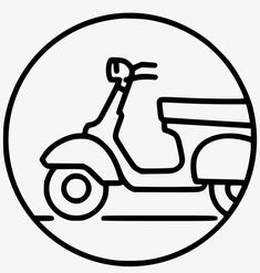 a scooter in a black and white circle