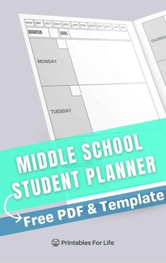 the middle school student planner is shown in this free printable template for students to use