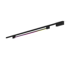 This ceiling track lighting kit in black includes one large gradient light tube, two 39.4 inch rails, a PSU that sits at the end of one rail, and connectors to create a straight line. Gradient Light, Light Tube, Philips Hue, Smart Things, Hue Philips, Security Cameras For Home, Straight Line, Smart Lighting, Straight Lines