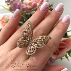 This Unique Butterfly Ring Captures The Beautiful Spirit Of Nature's Most Elegant Creatures. It Is A Perfect Gift For A Woman Who Embodies What It Means To Be Bold, Beautiful And Brave. Color: Pink + Gold Sparkling Baguette And Round Stones Form The Wings And Body Measures 3.2cm X 3cm Clear Or Pink Zircon Diamonds Adjustable From Approximately Size 5 To Size 10 Gift Box And Jewelry Pouch Included Pink Butterfly Ring For Wedding, Butterfly-shaped Diamond Ring For Gift, Luxury Butterfly-shaped Ring For Gift, Elegant Pink Butterfly Ring, Luxury Pink Butterfly Jewelry, Butterfly Engagement Ring, Lavender Ring, Pink Zircon, Royal Rings