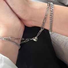 2pcs Relationship Jewelry, Best Friend Bracelets, Bracelet Couple, Trendy Bracelets, Couple Bracelets, Mens Jewelry Bracelet, Bracelet Argent, Girls Jewelry, Heart Bracelet