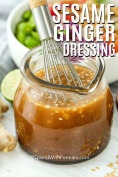 an image of sesame ginger dressing in a jar