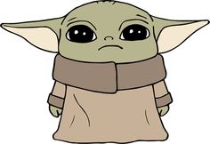 a baby yoda with a scarf around it's neck