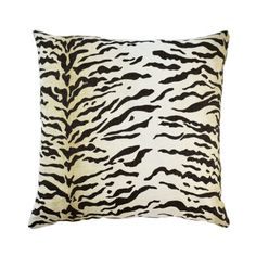 a black and white zebra print pillow on a white background with an animal print pattern