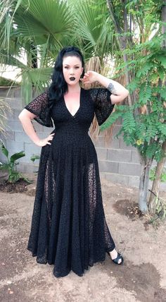 (1) Black Leopard Flocked Mesh Lydia dress | Wax Poetic Clothing Goth Plus Size, Goth Prom, Plus Size Gothic, Plus Size Goth, Dress With Flutter Sleeves, Summer Goth, Witch Fashion, Wedding Dresses Plus Size, Black Leopard