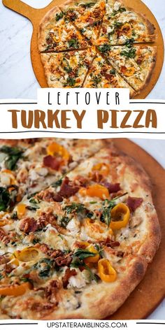 Leftover Turkey Pizza Turkey And Cranberry Pizza, Thanksgiving Pizza Leftover, Thanksgiving Pizza, Turkey Pizza, Thanksgiving Food Crafts, Leftover Pizza, Cheese Stuffed Peppers, Thanksgiving Leftovers, Leftover Turkey