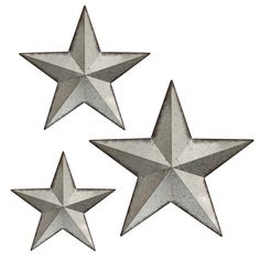 three metal stars on a white background