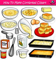 how to make cornbread clipart with pictures and instructions for making cornbreads