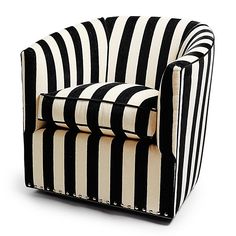 a black and white striped chair on a white background