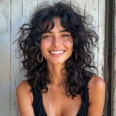 27 BEST SHORT CURLY HAIR WITH BANGS TO TRY THIS YEAR - julsweek Shaggy Wavy Haircut, Shoulder Length Curly Hair Curtain Bangs, Curly Shag Curtain Bangs, Shag Hairstyles Long Curly, Medium Hair Curly Styles, Curly Long Shag Haircut, Curly Haircut 2024, Curly Haircut Medium Length, Long Haircut Curly Hair