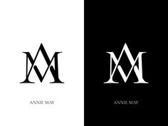 two different logos with the letter m in black and white, one is for annie may