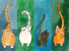 an image of four cats in different colors