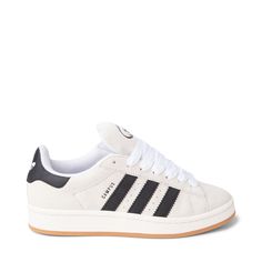 Womens adidas Campus '00s Athletic Shoe - Crystal White / Core Black Best Women Shoes, Addis Campus 00s, Adidas Shoes Black And White, Adidas Shoes Women Campus, White Adidas Campus, Cute Adidas Shoes Women, Crystal White Adidas Campus, 2024 Trendy Shoes, Shopping Wishlist Ideas