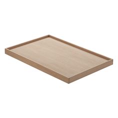 an empty wooden tray on a white background