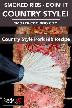 smoker - cooking country style pork rib recipe with text overlay that says smoked ribs - don't country style