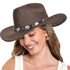 PRICES MAY VARY. Brown Shapeable Rodeo Hat Practical:Breathable, lightweight, and comfortable for all-day wear. Easy to clean. The appearance looks more solid, retro, three-dimensional, will not wrinkle and do not worry about compression deformation. Distressed PU Leather Cowboy Hat : Perfect as a DIY hat to dress up with feathers, furs, veils and other accessories, Wearing this Western Cowboy Hat , you will be the most dazzling existence,Let your imagination take you on a journey to the Wild We Cowgirl Hats Western Rodeo, Cheap Women's Cowboy Hat For Rodeo, Western Brown Hat With Short Brim, Brown Western Hat With Short Brim, Brown Leather Hat For Rodeo, Cowgirl Hats Western Brown, Cowgirl Hat, Cowgirl Hats Western, Leather Cowboy Hats