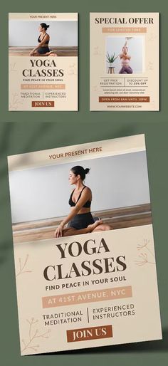 yoga class flyer and postcard template - flyers print templates