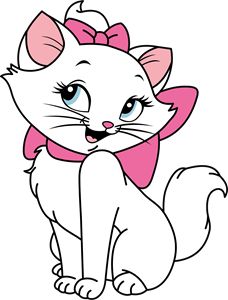 a cartoon cat with a pink bow on its head