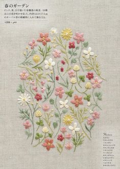 an embroidery pattern with flowers on it