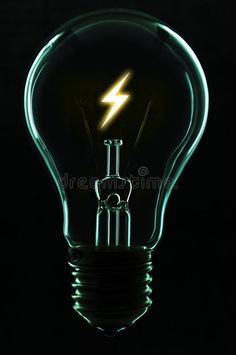 an electric light bulb with a lightning bolt inside it royalty images and stock photos - illustration