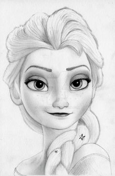 a pencil drawing of a frozen princess