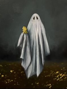 a painting of a ghost holding a flower